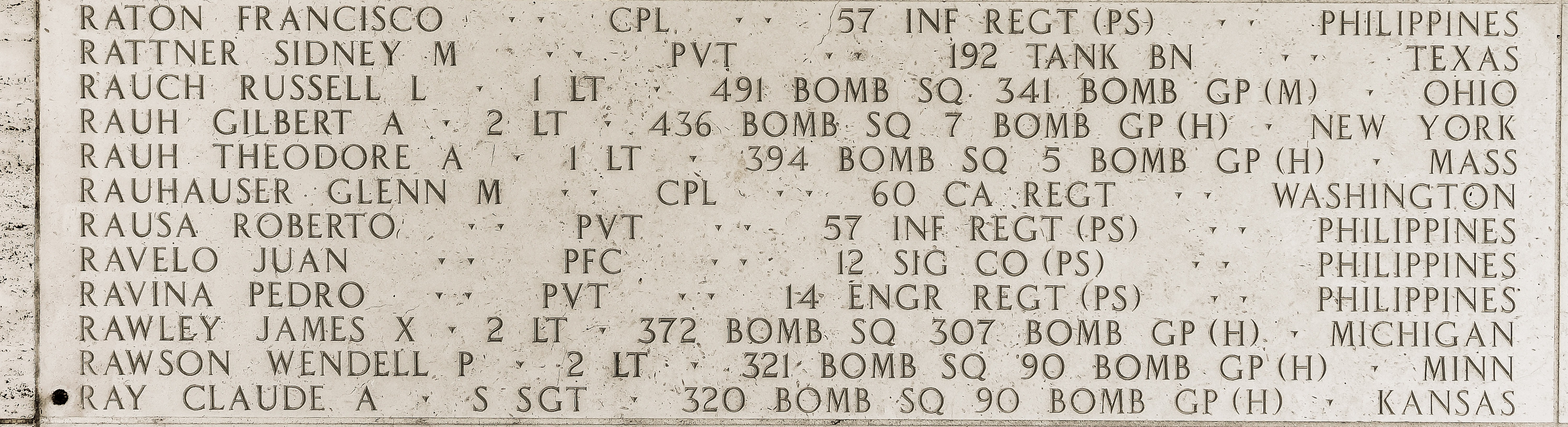 Wendell P. Rawson, Second Lieutenant